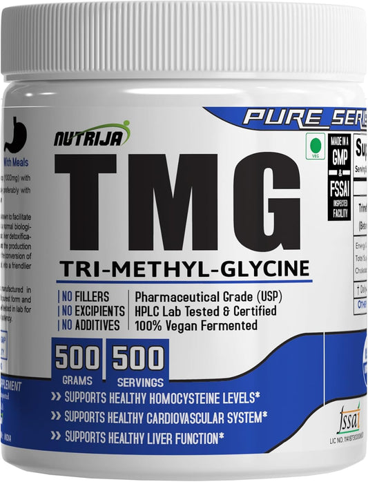 500 Grams NutriJa TRIMETHYLGLYCINE (TMG) Betaine Anhydrous Powder Supplement