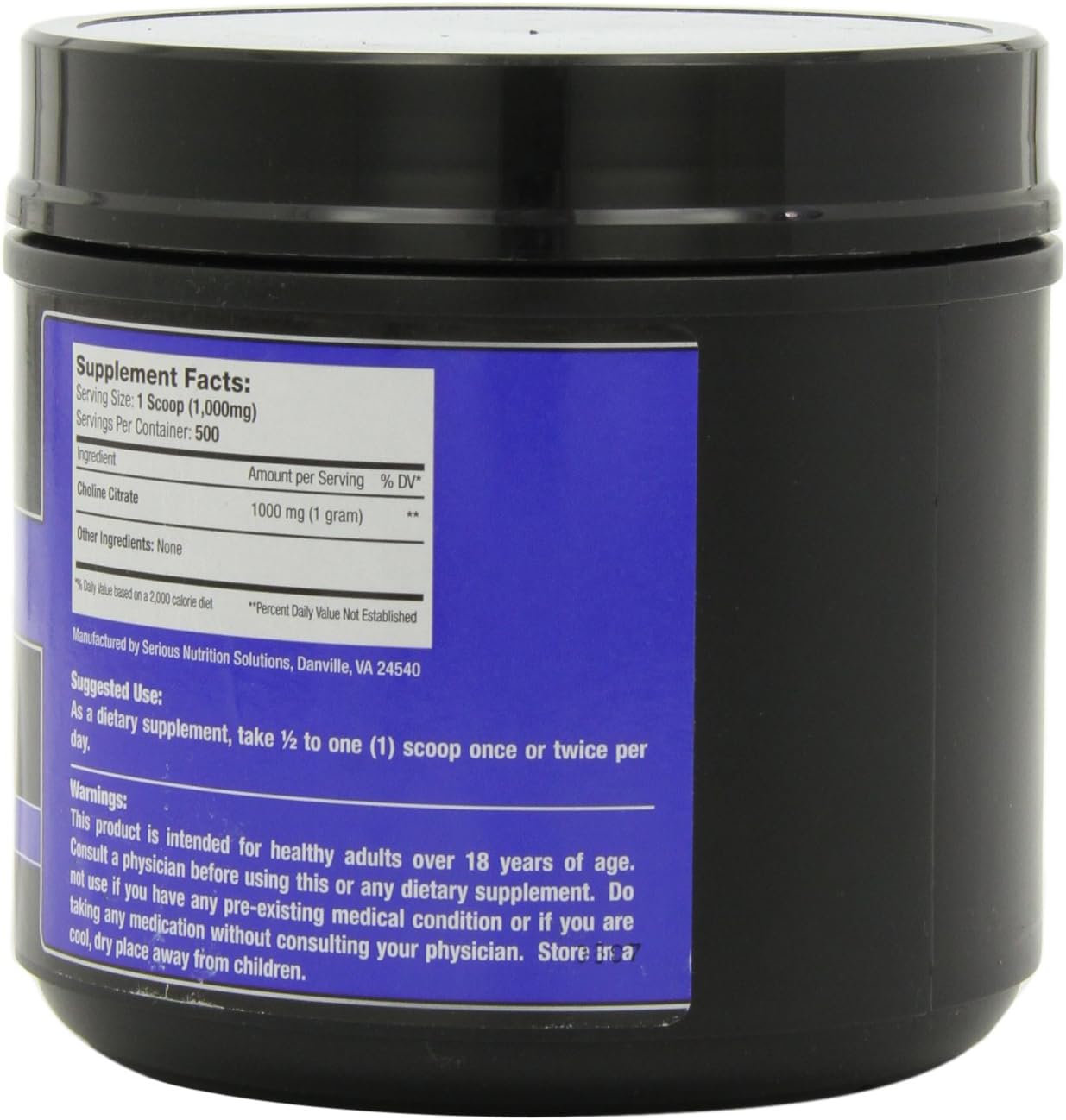 500 Grams of Serious Nutrition Solution Choline Citrate Powder for Enhanced Supplement Support
