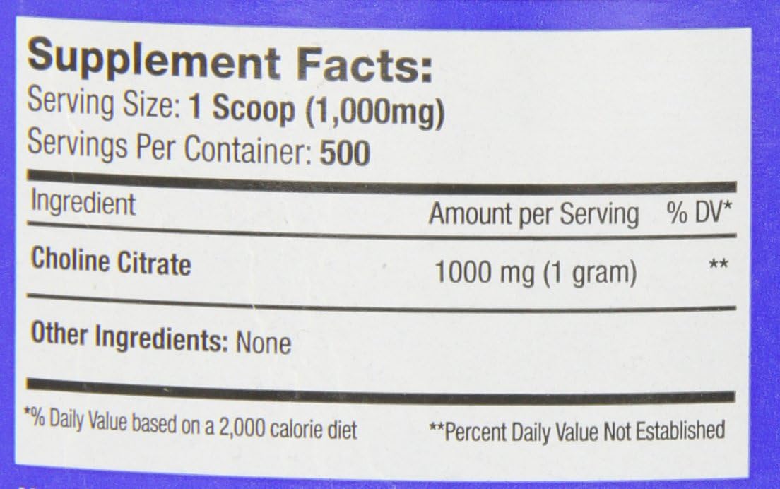 500 Grams of Serious Nutrition Solution Choline Citrate Powder for Enhanced Supplement Support