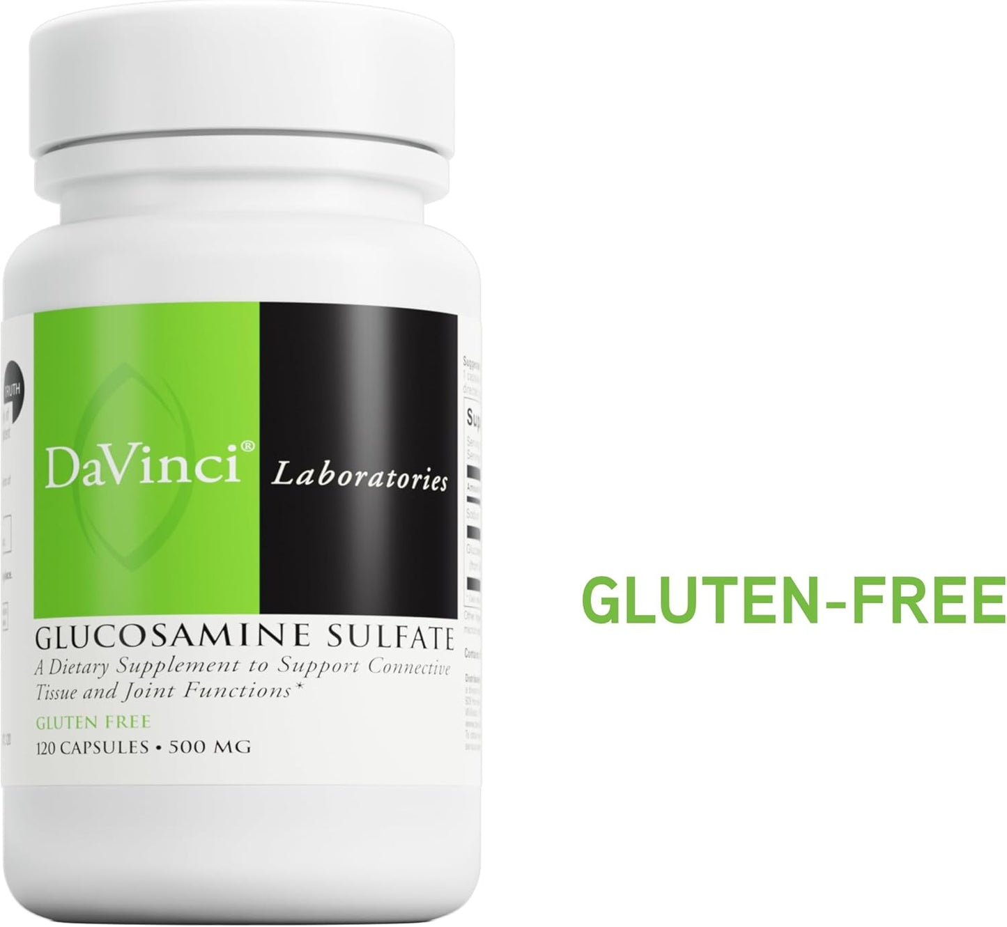 500 mg DAVINCI Labs Glucosamine Sulfate Capsules for Joint Support - Gluten-Free Dietary Supplement - 120 Count