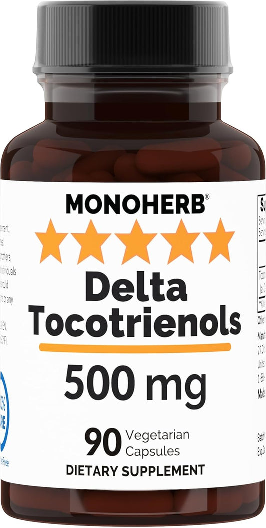 500 mg MONOHERB Delta Tocotrienols in 90 Veg Capsules - High-Potency Antioxidant Supplement