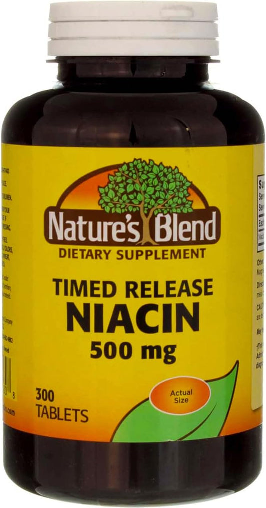500 mg Nature's Blend Niacin Timed Release Tablets - 300 Count