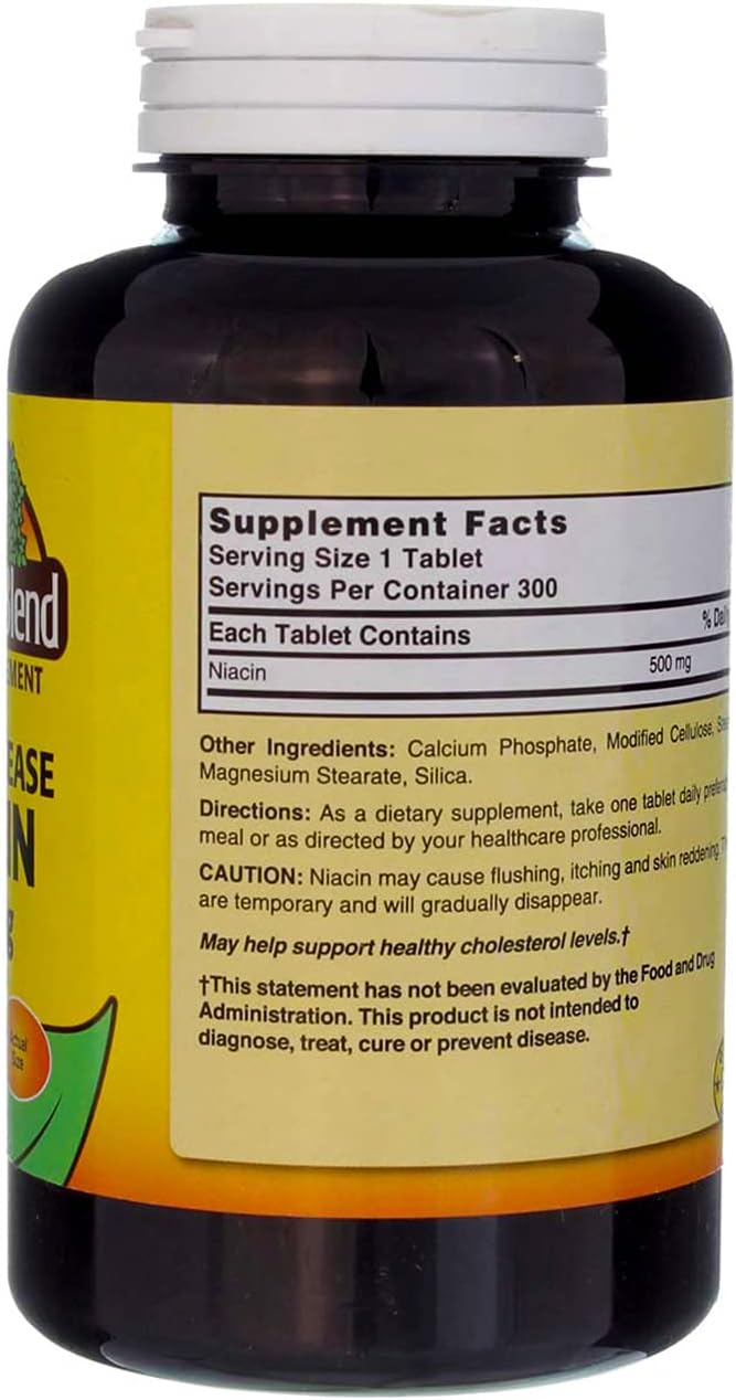 500 mg Nature's Blend Niacin Timed Release Tablets - 300 Count