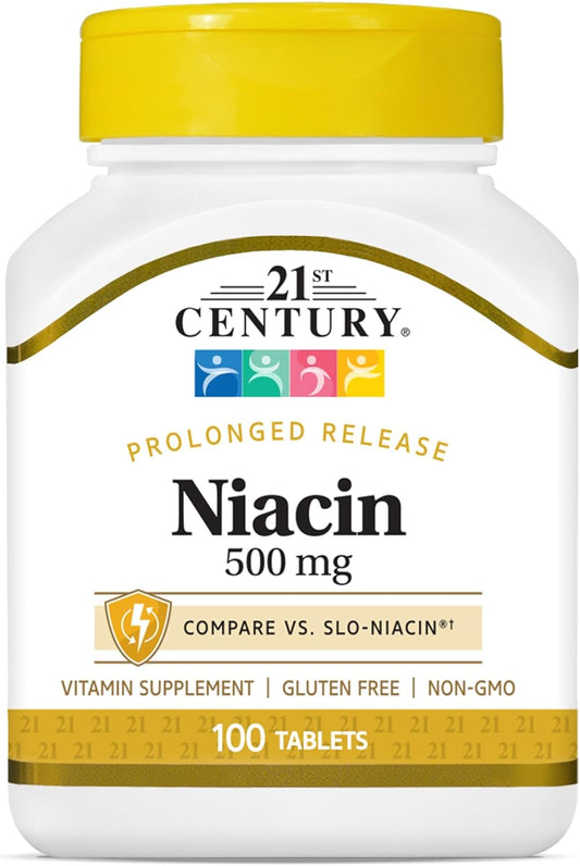 500 mg Niacin Prolonged Release Tablets - 100 Count for 21st Century (27474)