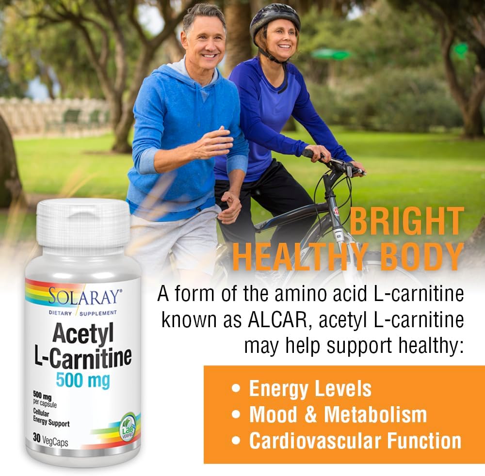 500 mg Solaray Acetyl L-Carnitine VegCaps for Energy, Memory, Mood, and Cardiovascular Health