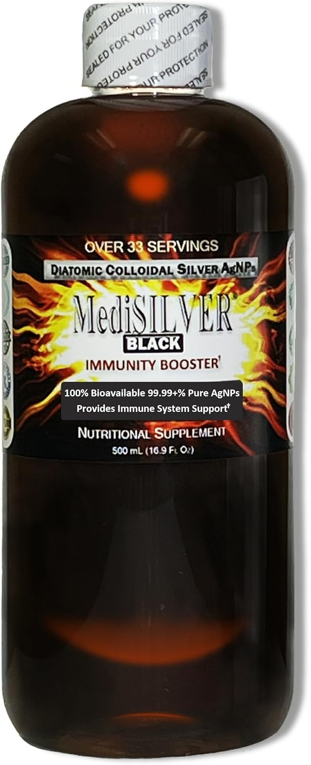 500 mL Nutraneering MediSILVER Black Immunity Booster Colloidal Silver AgNP Nutrient - Clear Plastic Bottle