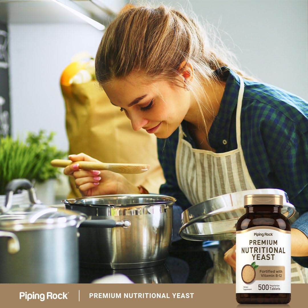 500 Piping Rock Nutritional Yeast Tablets with Vitamin B12 Complex | Non-GMO Supplement