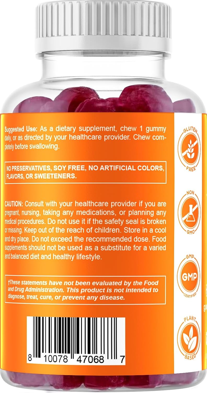5000 IU Vitamin D3 Gummies for Healthy Bones, Teeth, and Immune System - 60 Gummies with Great Taste for Better Mood and Joint Support