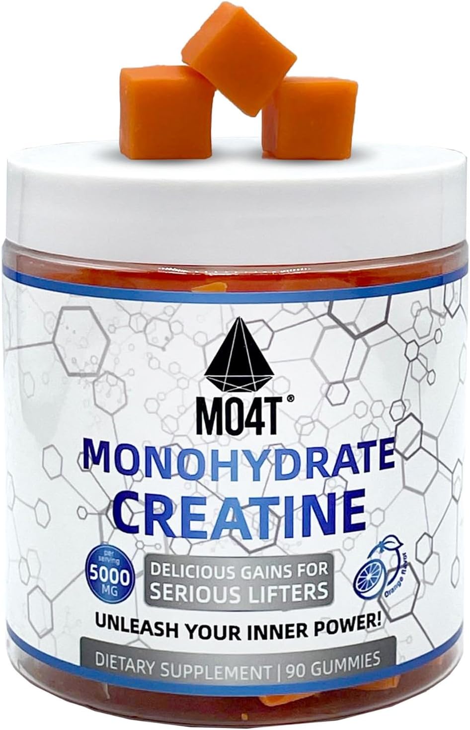 5000 mg Sugar-Free Creatine Monohydrate Gummies for Men & Women - Orange Flavor - Gomitas de Creatina sin azucar