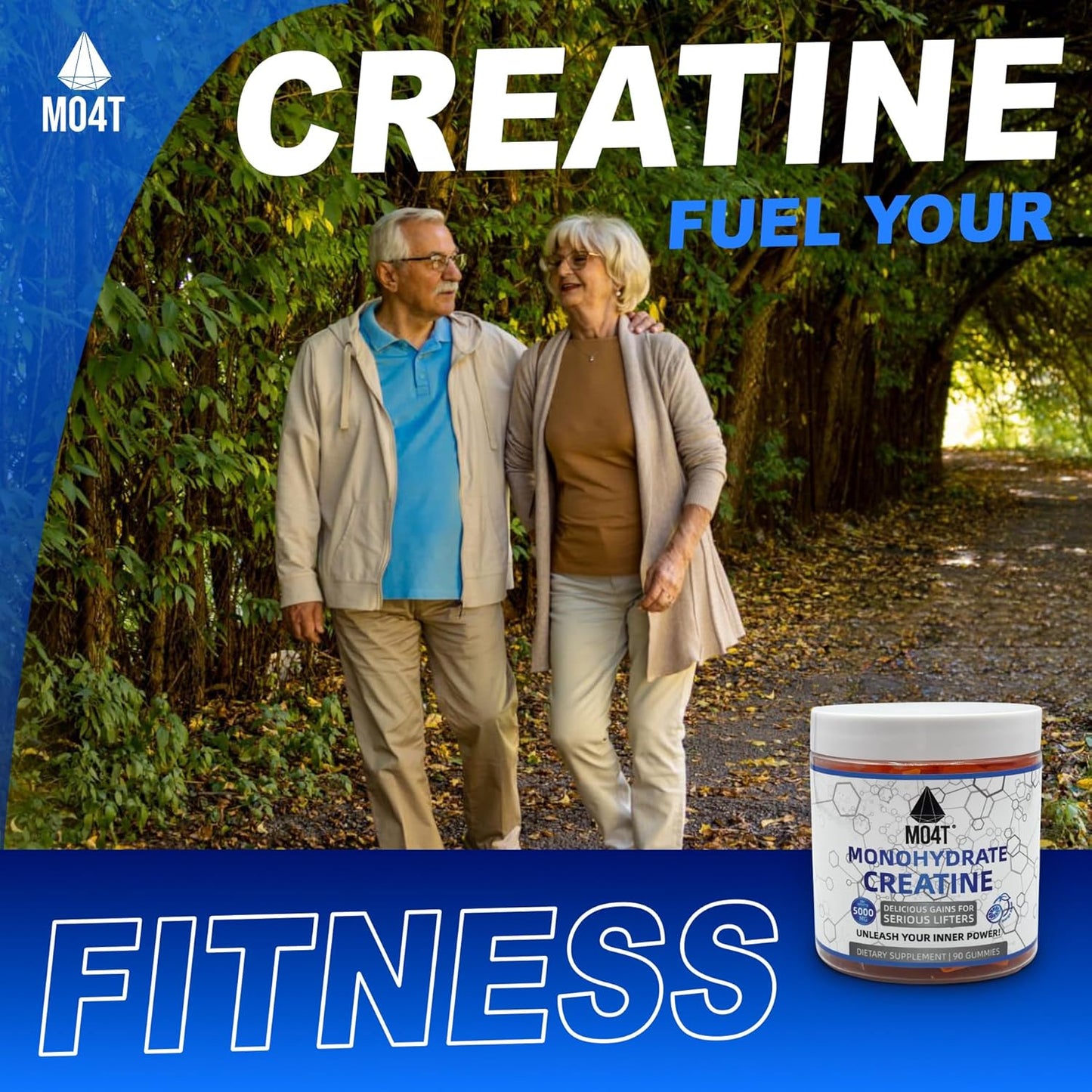 5000 mg Sugar-Free Creatine Monohydrate Gummies for Men & Women - Orange Flavor - Gomitas de Creatina sin azucar