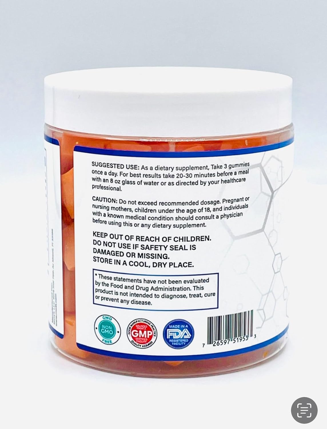 5000 mg Sugar-Free Creatine Monohydrate Gummies for Men & Women - Orange Flavor - Gomitas de Creatina sin azucar