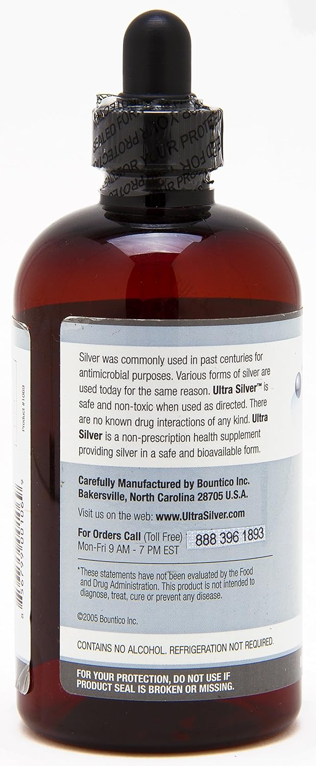 5,000 PPM Ultra Silver® Colloidal Silver 8 Oz - 2 Glass Bottles - Mineral Supplement - True Colloidal Silver with Dropper