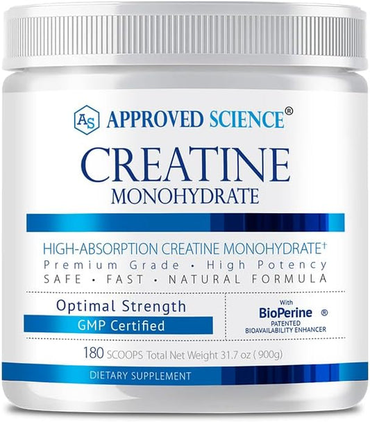 5000mg Creatine Monohydrate Powder with BioPerine - 360 Servings for Lean Muscle Growth and Recovery - Unflavored, Non-GMO, Vegan Formula