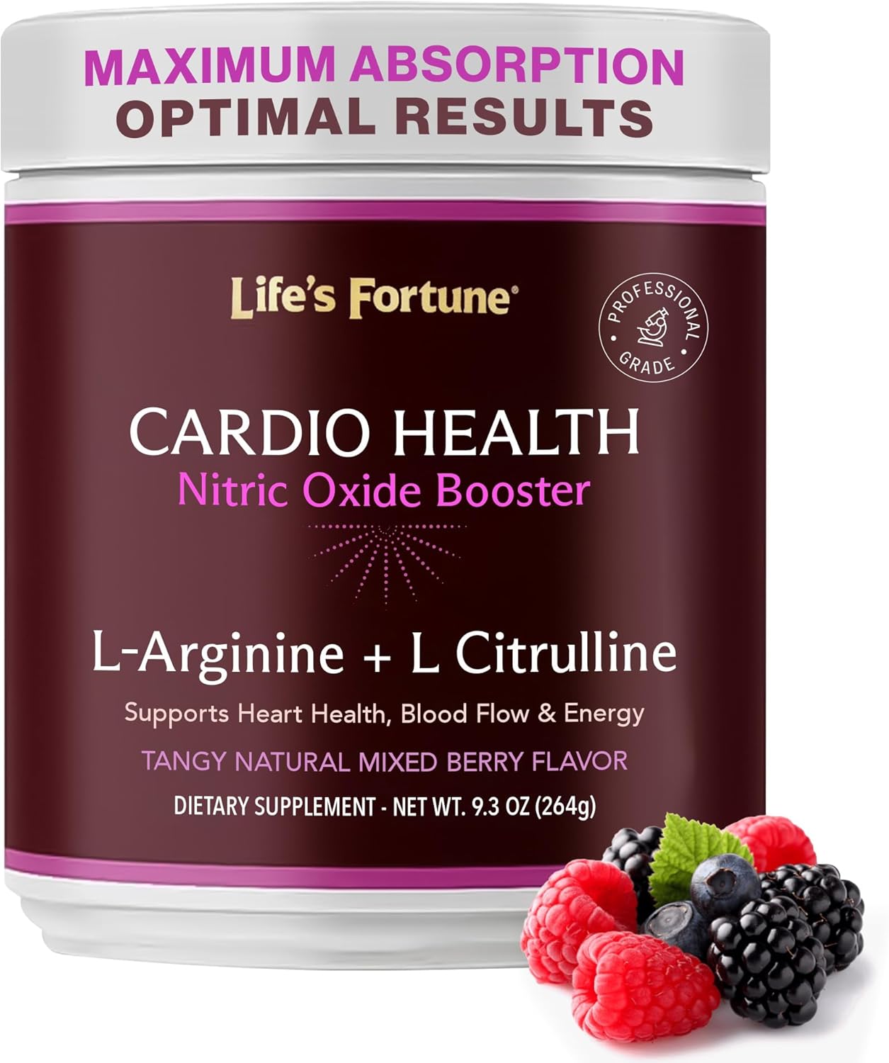 5000mg L Arginine & 1000mg L Citrulline Powder for Nitric Oxide Boost - Mixed Berry Flavor - 20 Servings