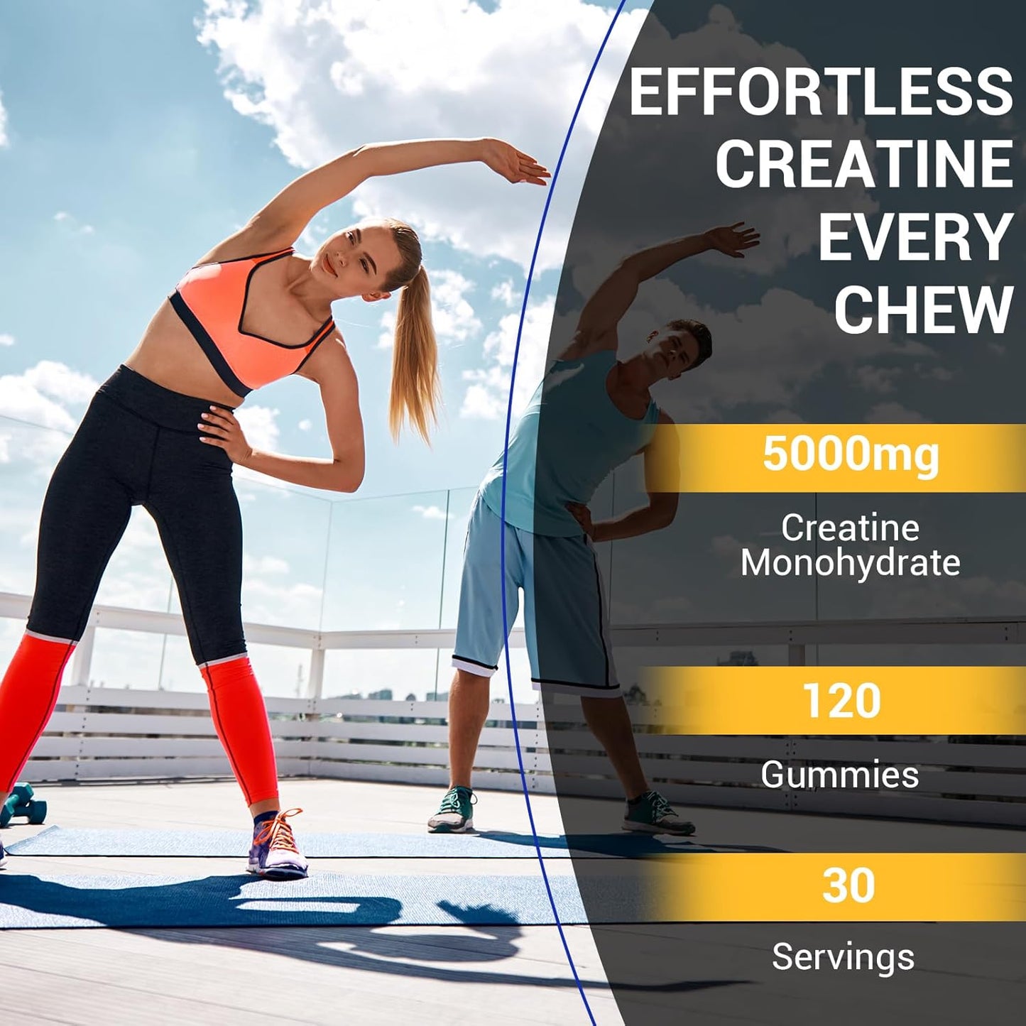 5000mg Lysimi Creatine Monohydrate Gummies for Men & Women - Muscle Strength, Builder, Energy Boost - Blueberry Flavor, 120 Count