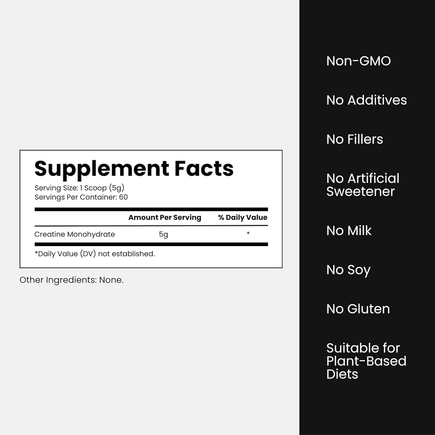 5000mg Unflavored Creapure Creatine Monohydrate Powder - 60 Servings for Muscle Growth, Strength & Performance - Non-GMO, Gluten-Free & NSF Certified