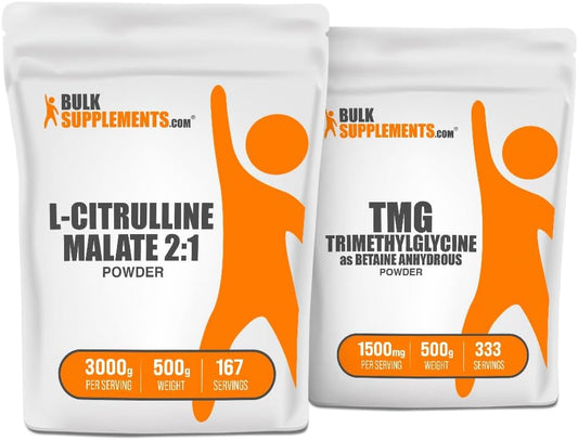 500g Citrulline Malate 2:1 + 500g Trimethylglycine TMG Bundle by BulkSupplements: Enhanced Workout Performance Combo