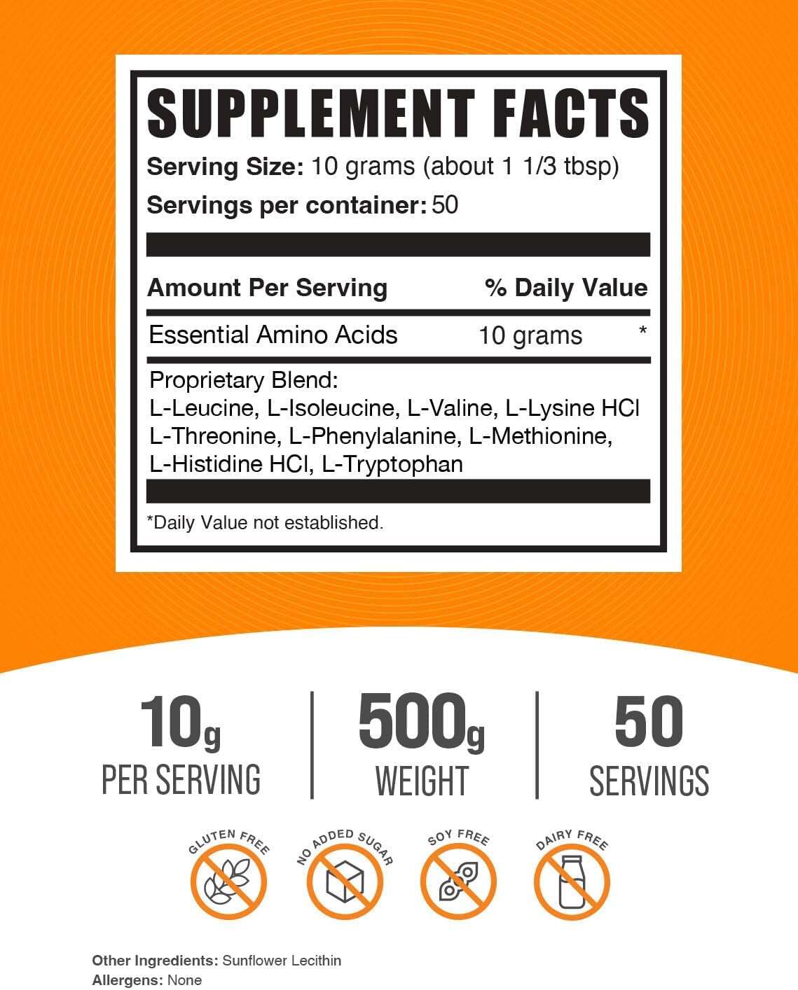 500g Essential Amino Acid Powder + 500g Branched-Chain Amino Acid 2:1:1 Bundle by BulkSupplements