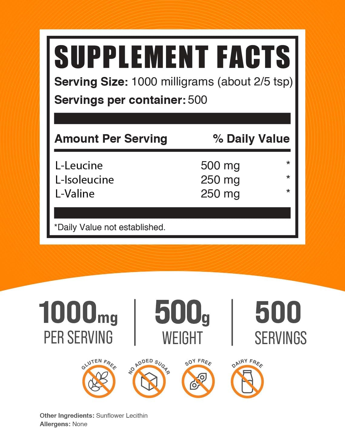 500g Essential Amino Acid Powder + 500g Branched-Chain Amino Acid 2:1:1 Bundle by BulkSupplements