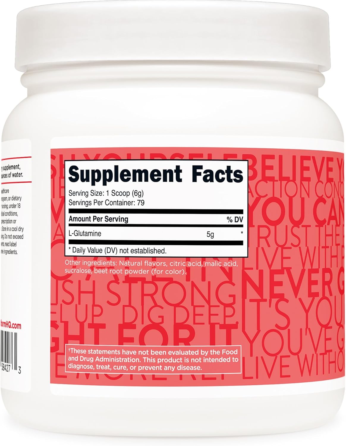 500g Gluten-Free Non-GMO L-Glutamine Powder in Strawberry Lemonade Flavor by TransformHQ