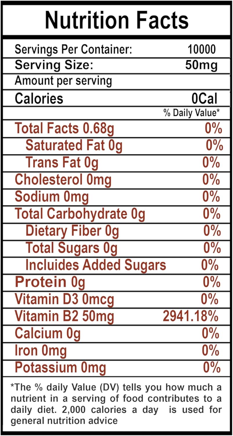 500g KJC NUTRA Vitamin B2 Powder: High-Quality Riboflavin Supplement