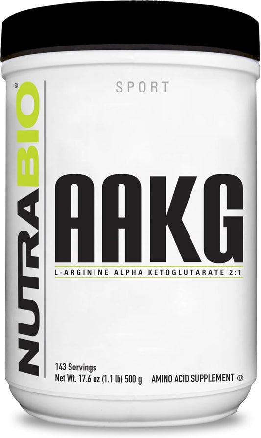 500g NutraBio Arginine AKG Powder for Lean Mass Gains, Nitric Oxide Boost, Muscle Growth