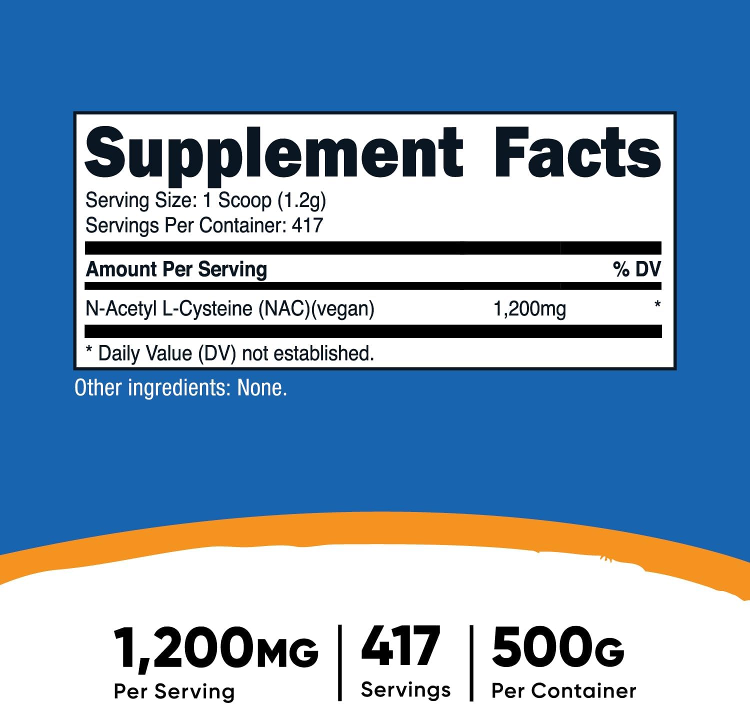 500g Nutricost N-Acetyl L-Cysteine (NAC) Powder - Vegan, Non-GMO, Gluten-Free