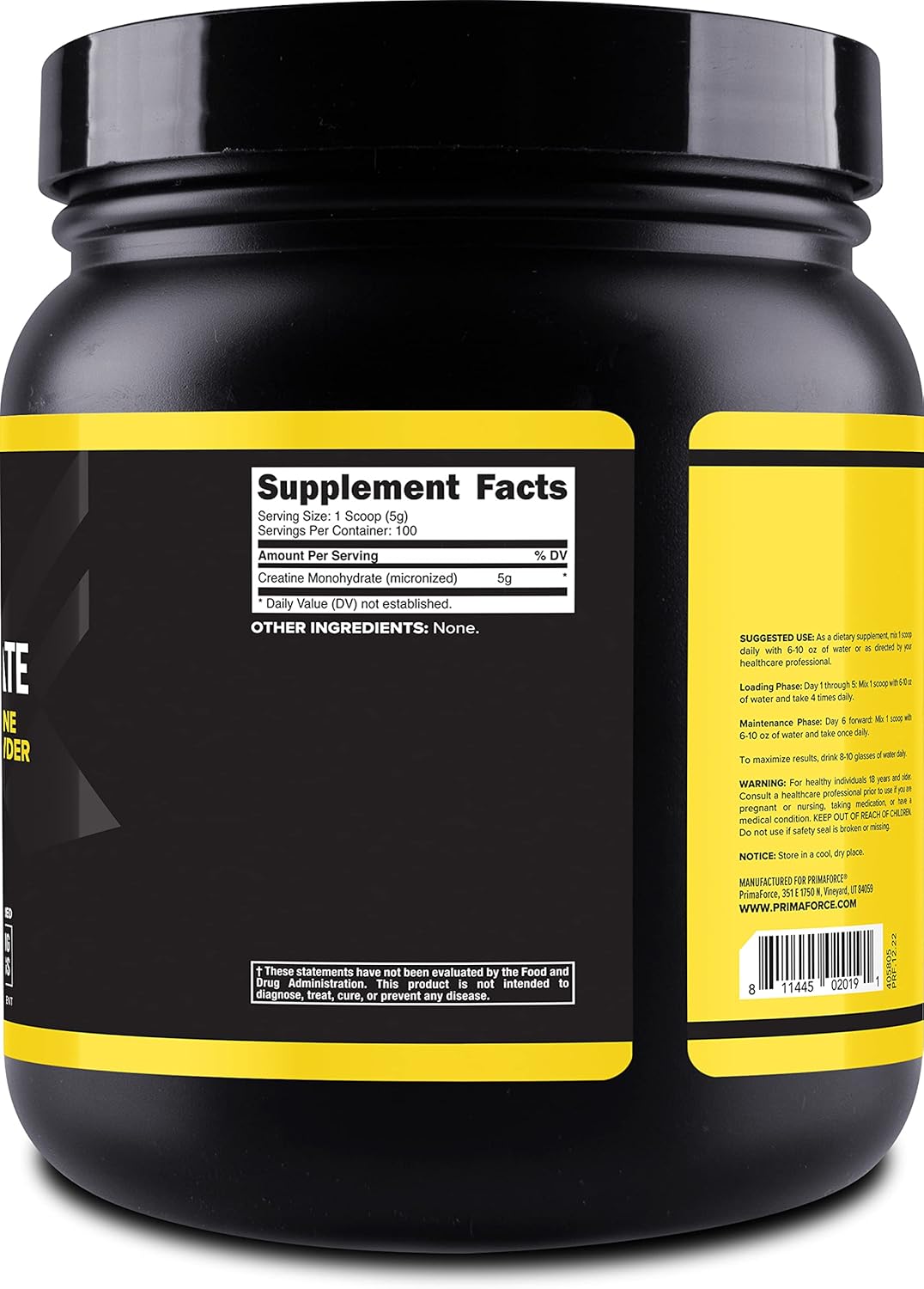 500g Primaforce Micronized Creatine Monohydrate Powder - Boost Muscle Strength & Performance - 1.1lb