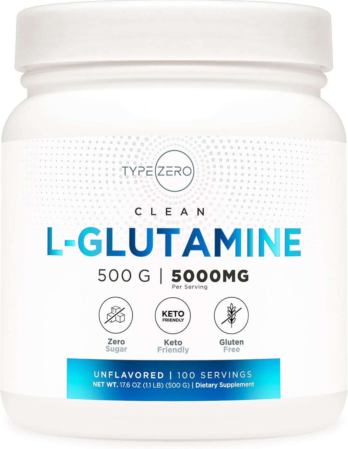 500G Type Zero L-Glutamine Powder: 3-Month Supply Vegan & Gluten-Free Supplement