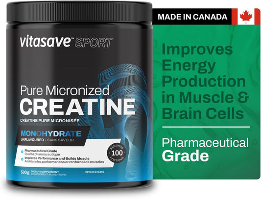 500g Vitasave Creatine Monohydrate Powder - Performance & Muscle Gains - Pure Ultra-Fine Powder - Fitness Essential