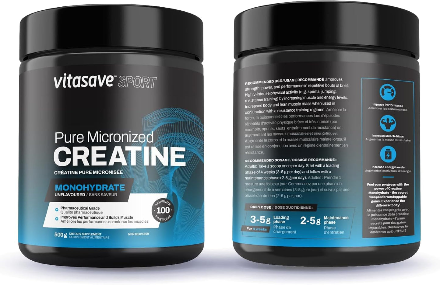 500g Vitasave Creatine Monohydrate Powder - Performance & Muscle Gains - Pure Ultra-Fine Powder - Fitness Essential