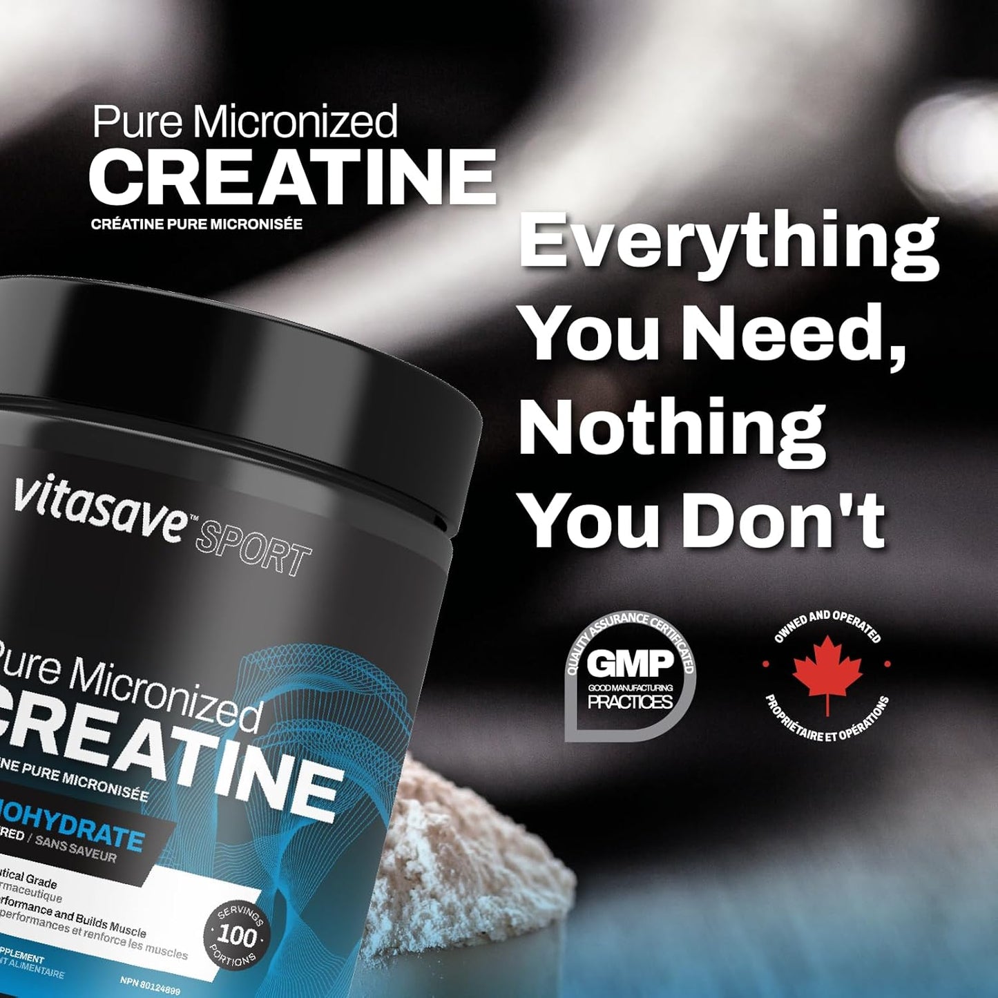 500g Vitasave Creatine Monohydrate Powder - Performance & Muscle Gains - Pure Ultra-Fine Powder - Fitness Essential