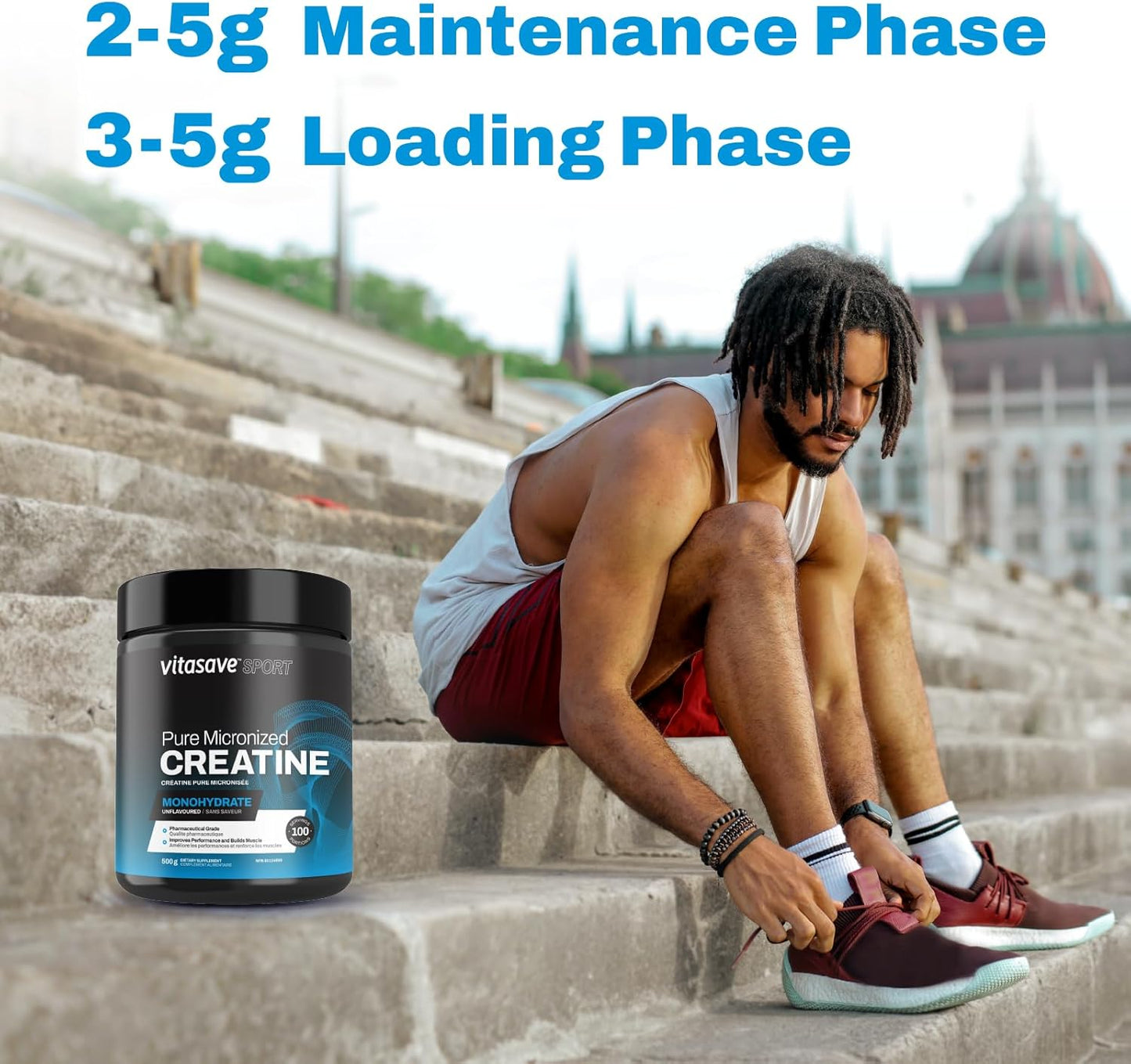 500g Vitasave Creatine Monohydrate Powder - Performance & Muscle Gains - Pure Ultra-Fine Powder - Fitness Essential