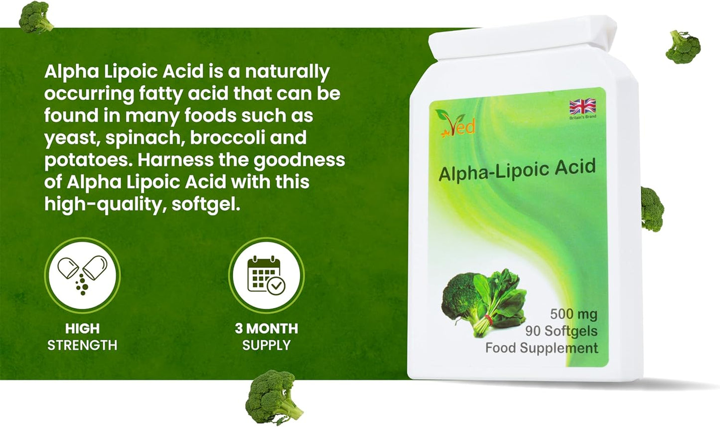 500mg Alpha Lipoic Acid Softgels - 90 Count ved Alpha Lipoic Acid Supplement