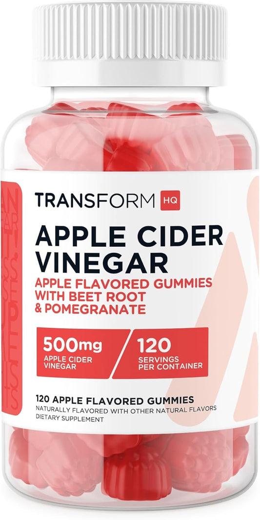 500mg Apple Cider Vinegar Gummies - 120 Servings, Gluten Free & Non-GMO