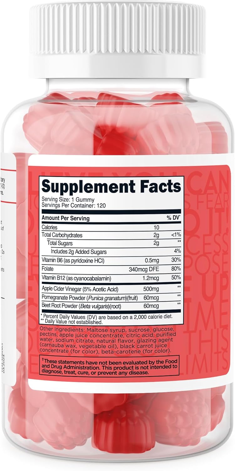 500mg Apple Cider Vinegar Gummies - 120 Servings, Gluten Free & Non-GMO