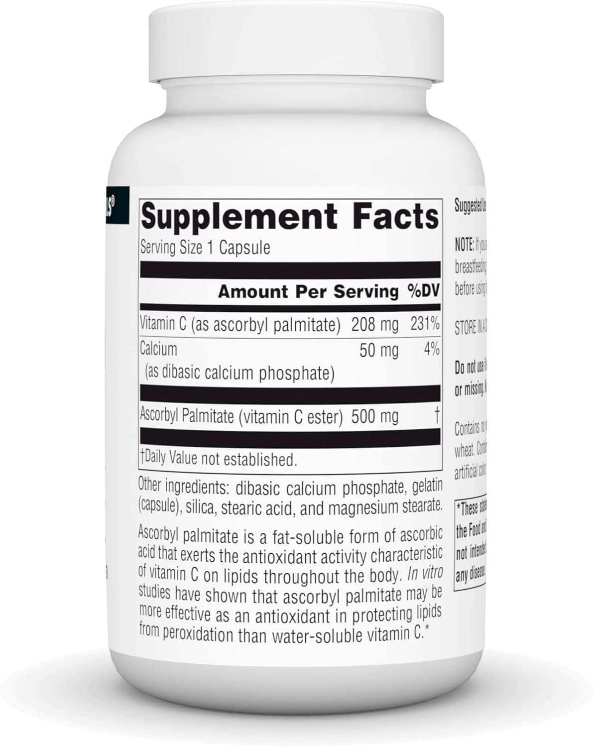 500mg Ascorbyl Palmitate Capsules - Source Naturals - 90 Count