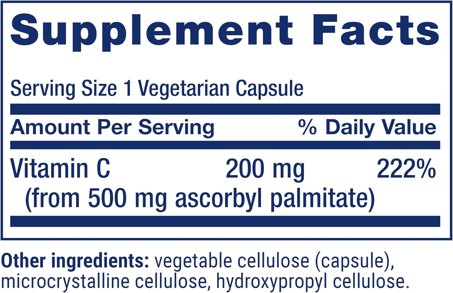 500mg Ascorbyl Palmitate: Immune Support & Longevity Supplement - 100 Capsules, Water-Soluble, Gluten-Free, Non-GMO
