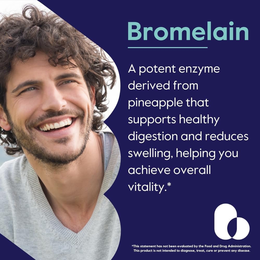 500mg Bromelain Enzyme Capsules (120 ct) - High Potency 2400 GDU/Gram - Vegan, Non-GMO, Gluten Free - No Additives