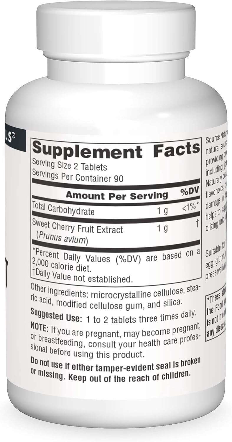 500mg Cherry Fruit Extract Tablets - Natural Antioxidant Source, 180 Count