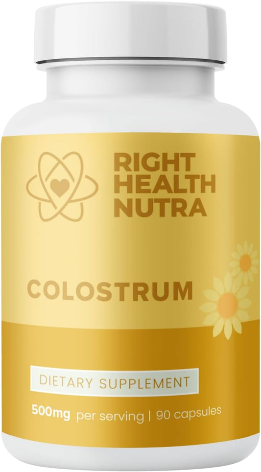 500mg Colostrum Bovine Supplement - 90 Capsules for Immune and Gut Health - Rich in Vitamins and Minerals for Overall Wellness