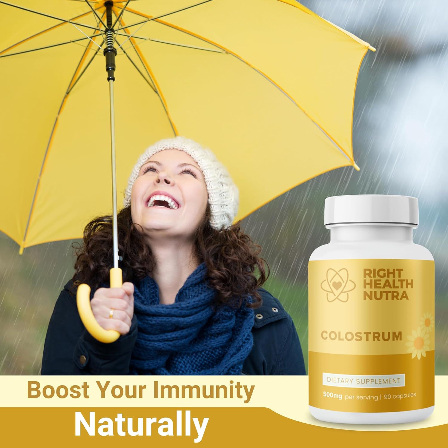 500mg Colostrum Bovine Supplement - 90 Capsules for Immune and Gut Health - Rich in Vitamins and Minerals for Overall Wellness