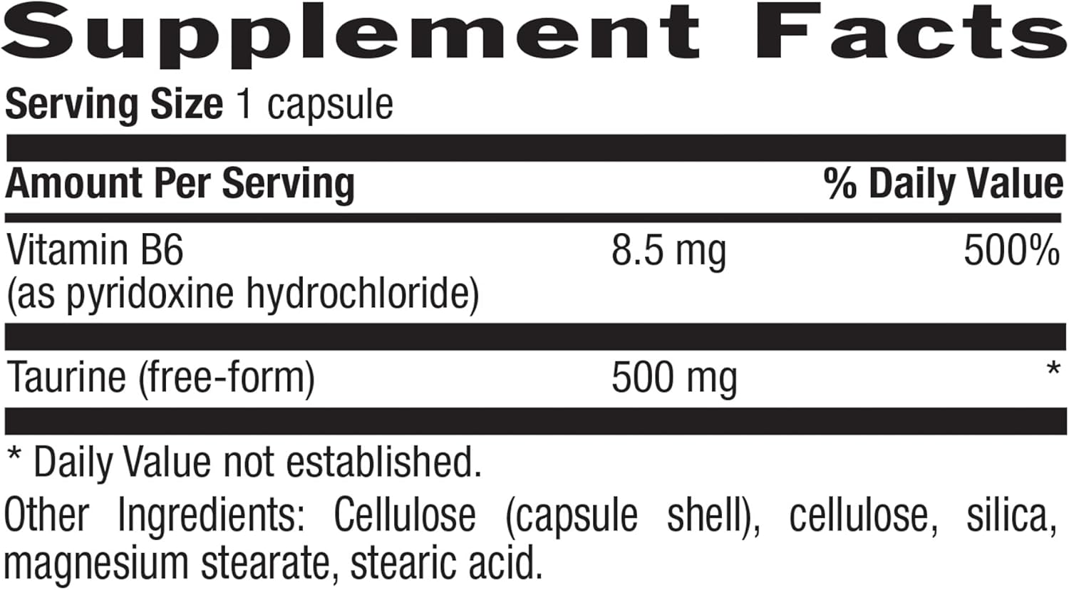 500mg Country Life Taurine Supplement - Promotes Cardiovascular & Nervous System Health - 100 Capsules