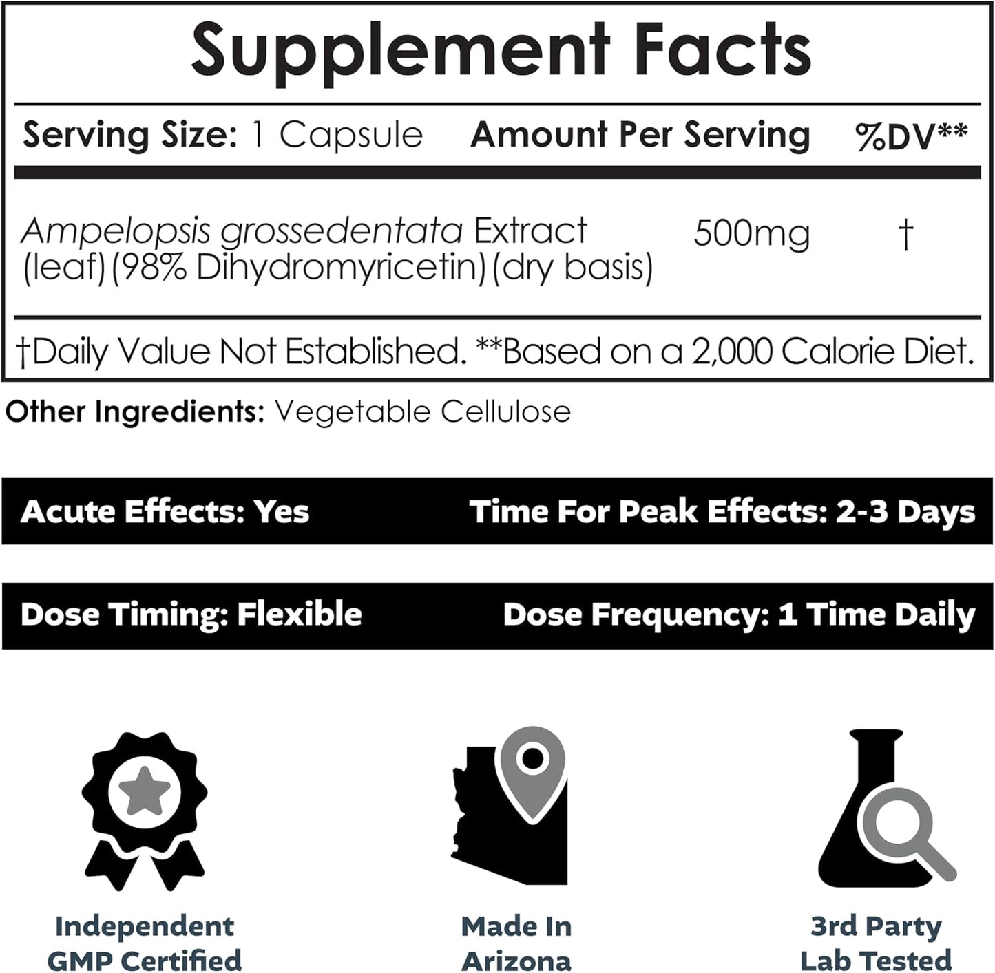 500mg Dihydromyricetin (DHM) Capsules - 60 Count by Nootropics Depot