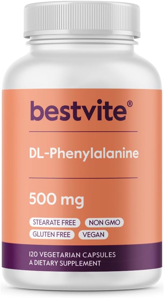 500mg DL-Phenylalanine Capsules - Vegetarian, Vegan, Gluten Free - Non-GMO Formula without Stearates or Fillers (120 Count)