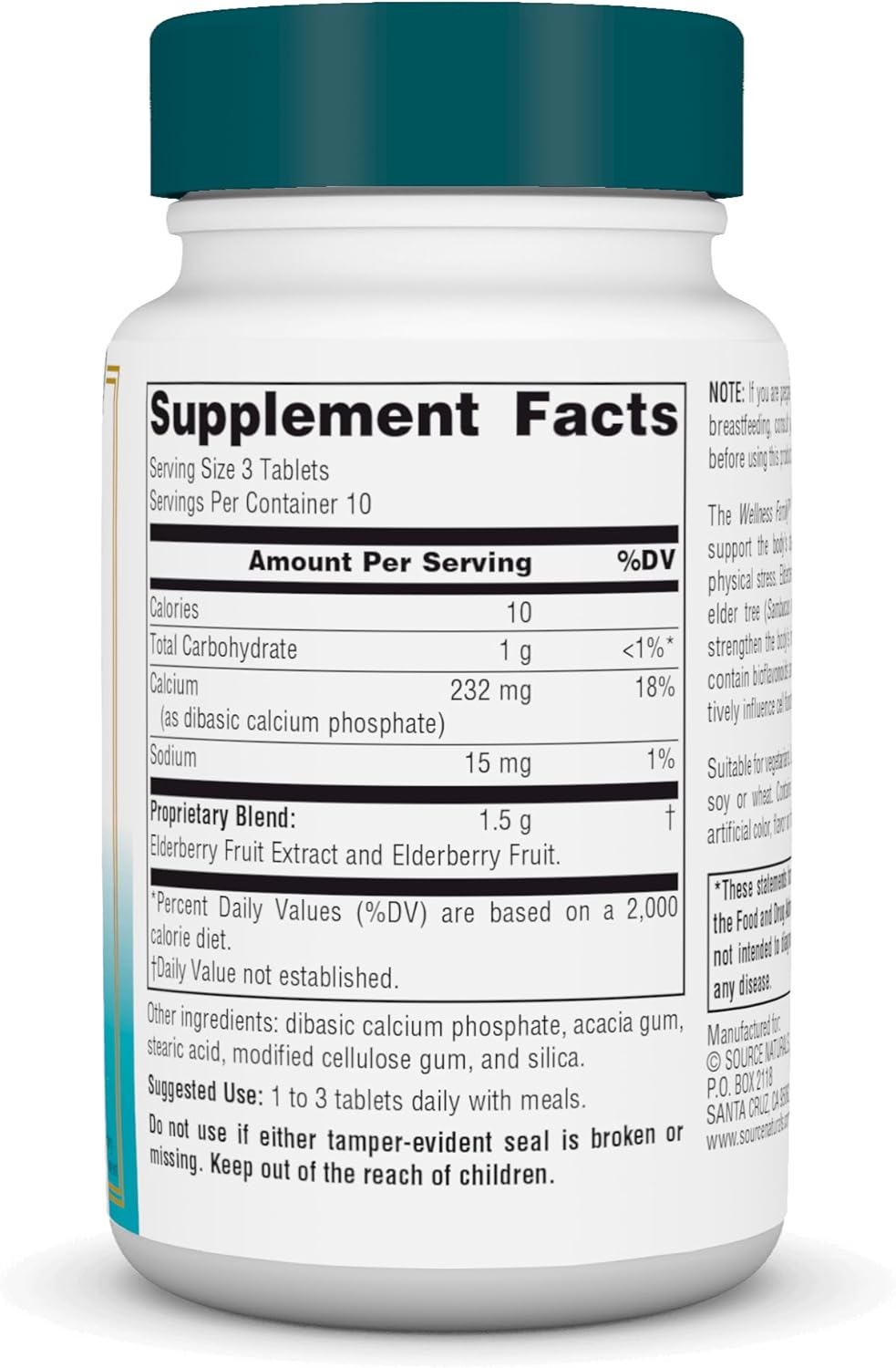 500mg Elderberry Extract Tablets for Immune Support - 30 Count by Source Naturals