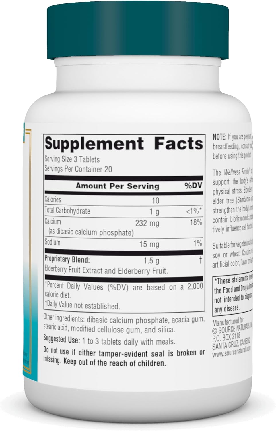 500mg Elderberry Extract Tablets for Immune System Support - 60 Count by Source Naturals