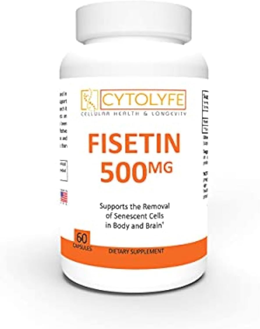 500mg Fisetin Supplement with 98% Purity - 60 Capsules for Senolytic Activation & Anti-Aging Life Extension