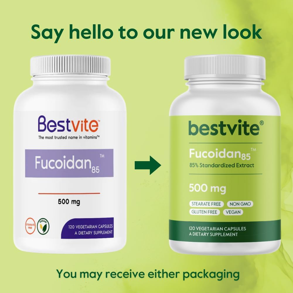 500mg Fucoidan Extract Capsules - 85% Standardized Fucoidan - 120 Vegetarian Capsules - No Fillers