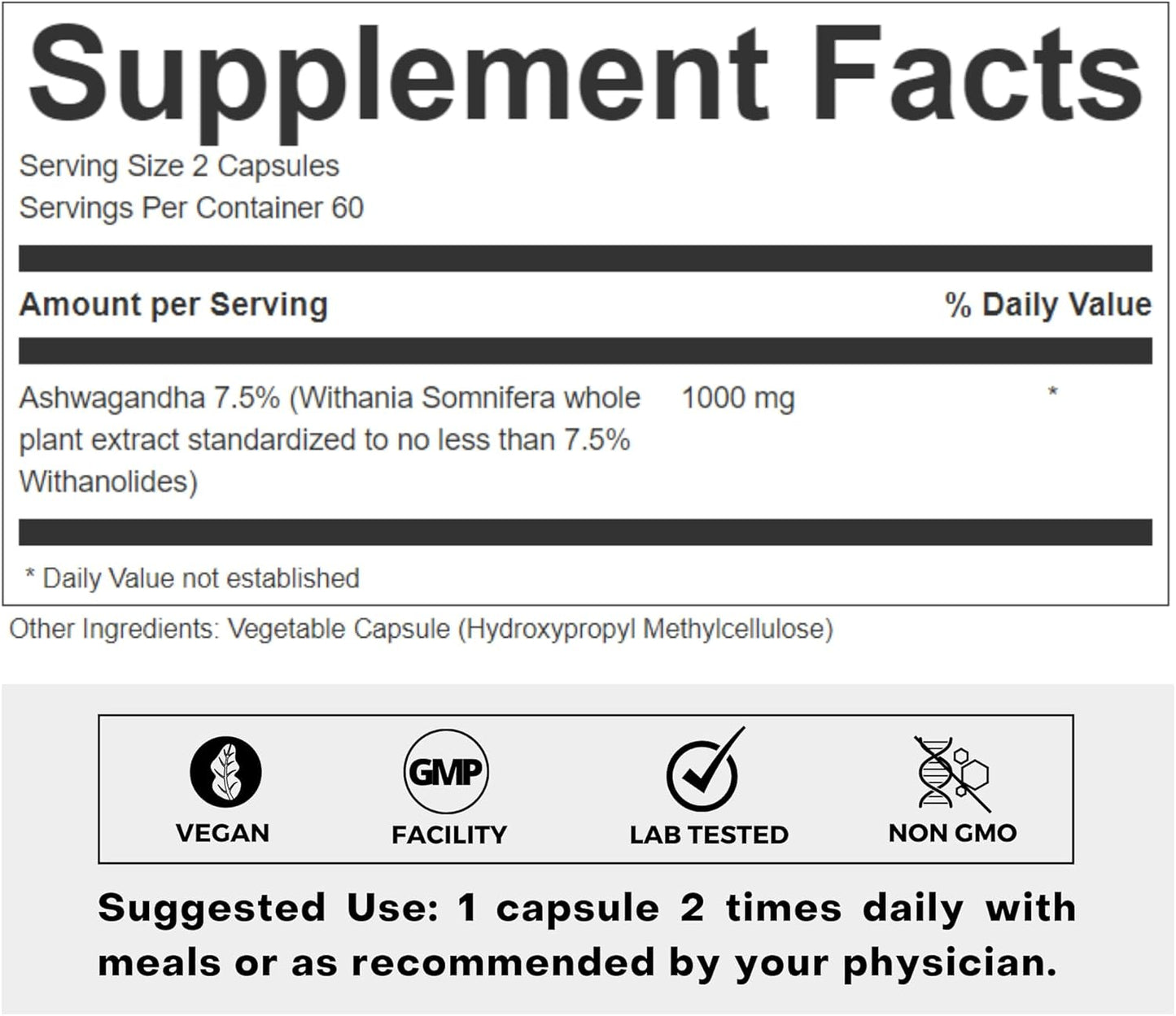 500mg Full Spectrum Ashwagandha Root Extract Capsules - Stress Relief & Energy Support Supplement - Natural Mood Booster - 120 Count
